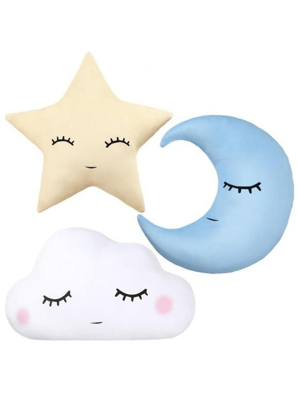 Moon Star Cloud Plush Pillow Set Soft Stuffed Nursery Decor Cushion for Kids Roo